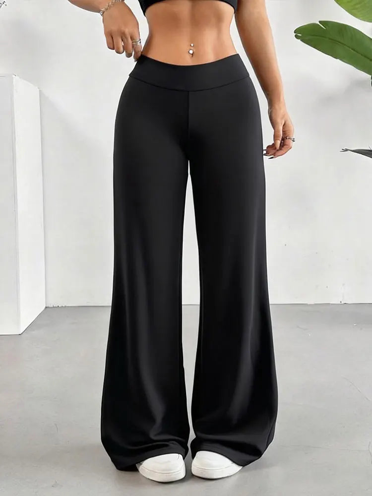 Casual Straight Leg Leggings Women's High Waist Butt Lifting Wide Leg Pants Soft Stretchy Fitness Yoga Active Trouser Daily Wear