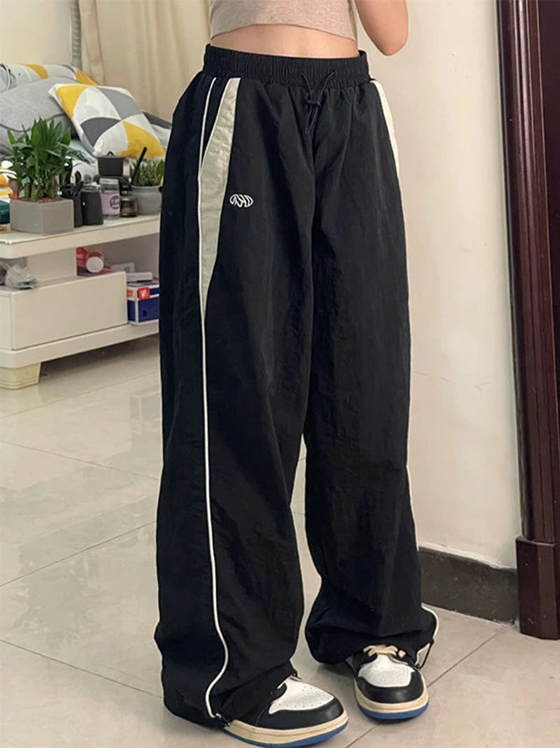 Y2k Women Wide Leg Cargo Pants Casual Streetwear Loose Drawstri...