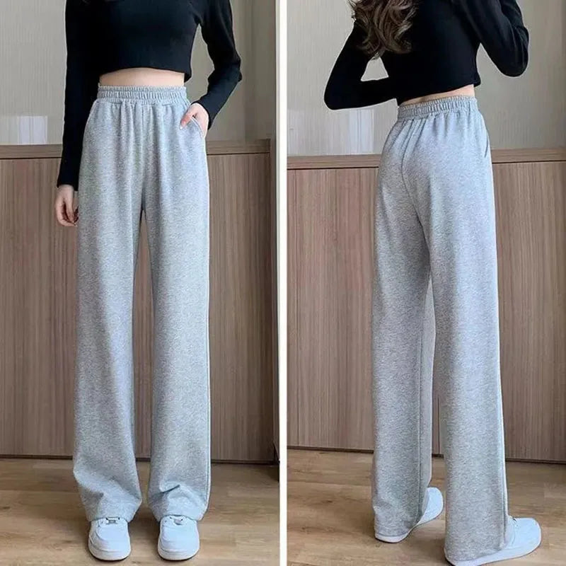 Xpqbb Black Gray Sweatpants for Women 2024 Summer New Basic Baggy Sports Pants Female Casual All-match Joggers Straight Pants