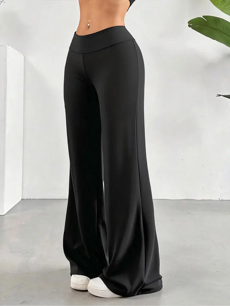 Casual Straight Leg Leggings Women's High Waist Butt Lifting Wide Leg Pants Soft Stretchy Fitness Yoga Active Trouser Daily Wear