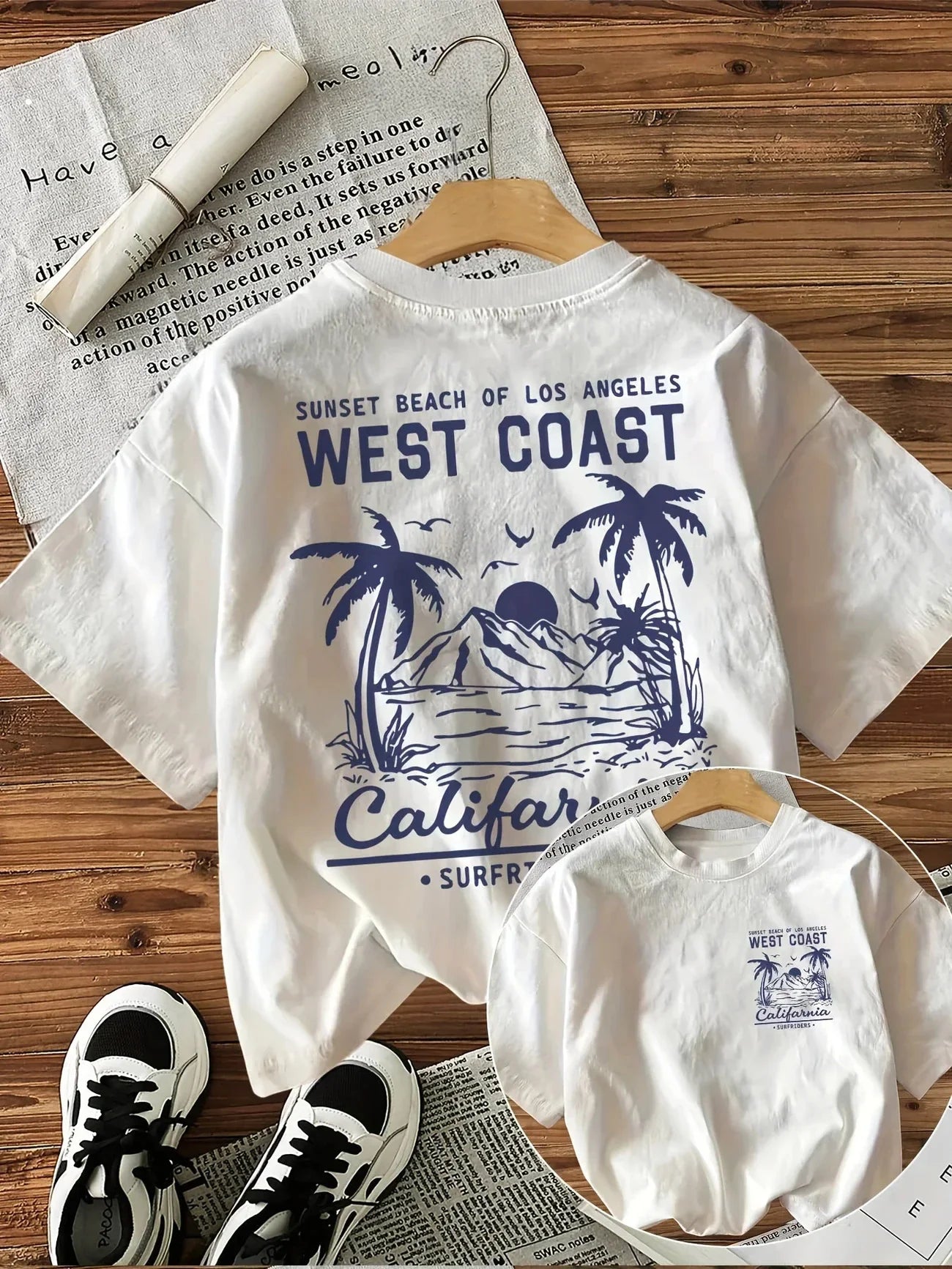 West Coast Graphic Print with Palm Trees T Shirt Short Sleeve Women Tshirt Clothes Women Retro Aesthetic T-Shirts Streetwear