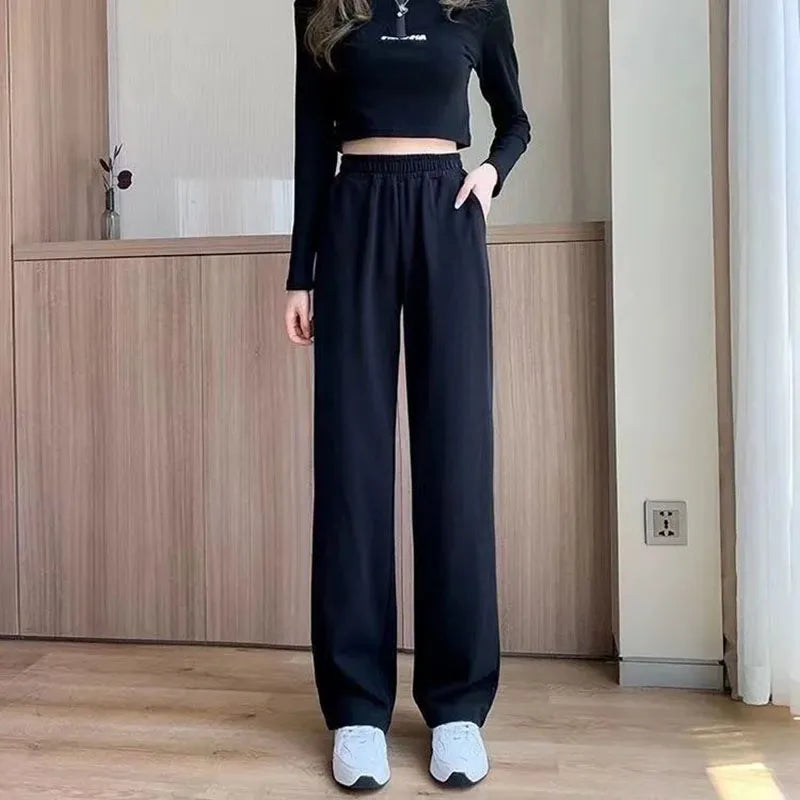Xpqbb Black Gray Sweatpants for Women 2024 Summer New Basic Baggy Sports Pants Female Casual All-match Joggers Straight Pants