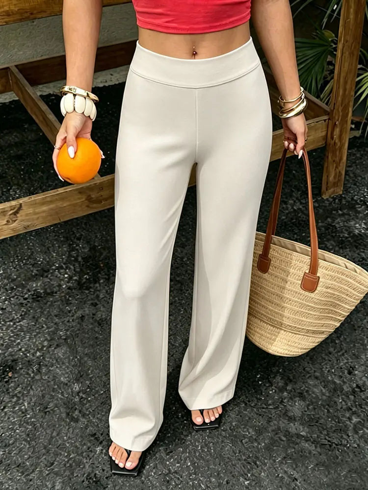 Women High Waist Wide Leg Yoga Joggers Straight Leg Casual Sports Pants Loose Stretch Outdoor Workout Trousers For Spring Summer
