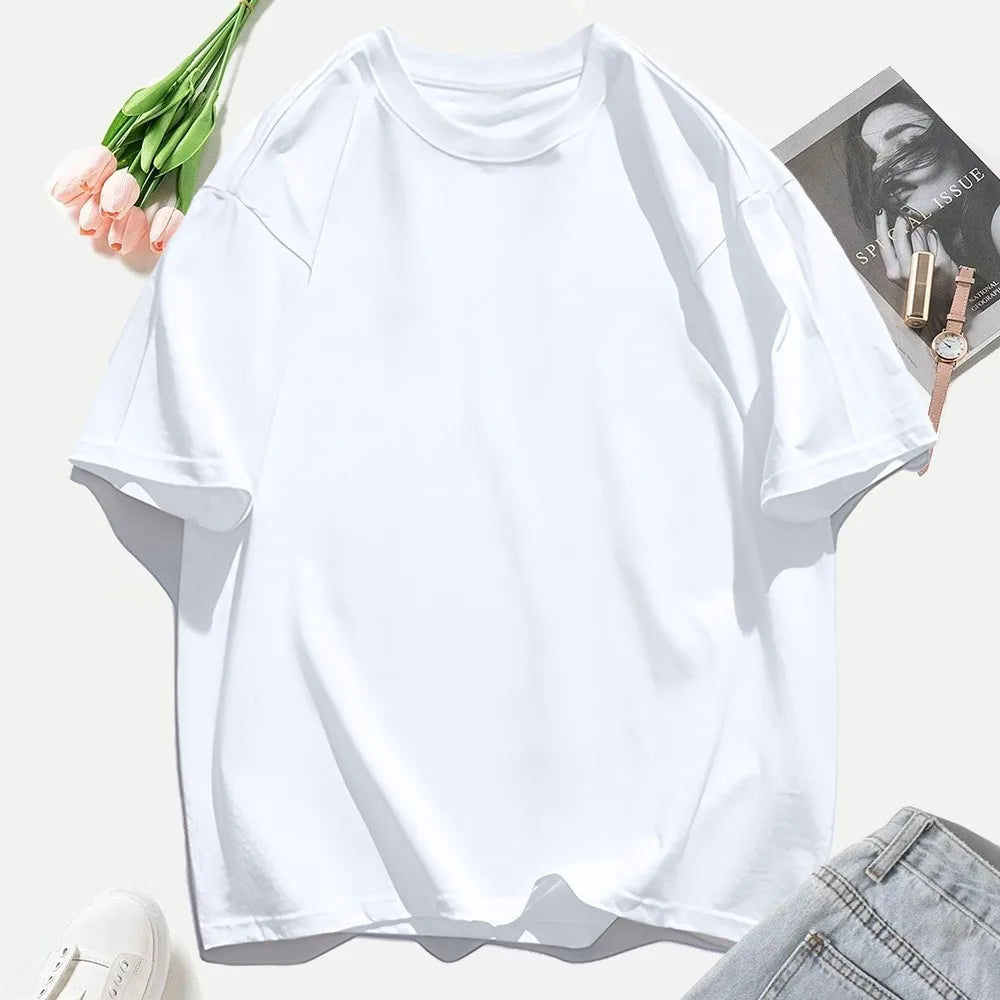 100% Cotton Summer Solid Color T Shirts O-Neck T-Shirt Soft Multicolor Sportswear Trendy Oversized Casual Tops For Women