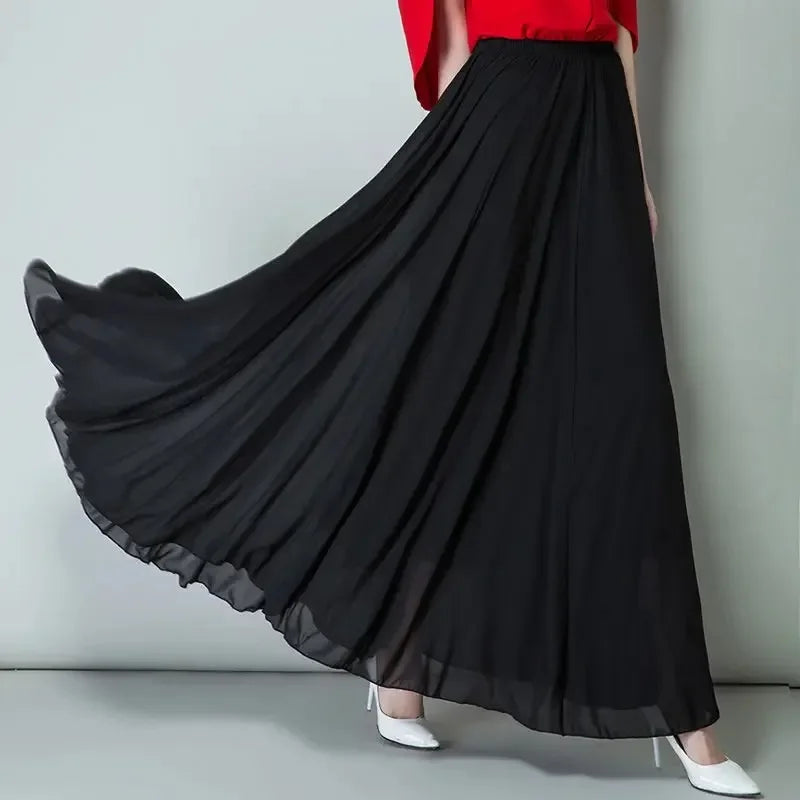 Adults Women Ballet Dance Skirts Long Chiffon Dance Skirts Lyrical Soft Ballet Dress Black Burgundy Translucent Dance Costumes