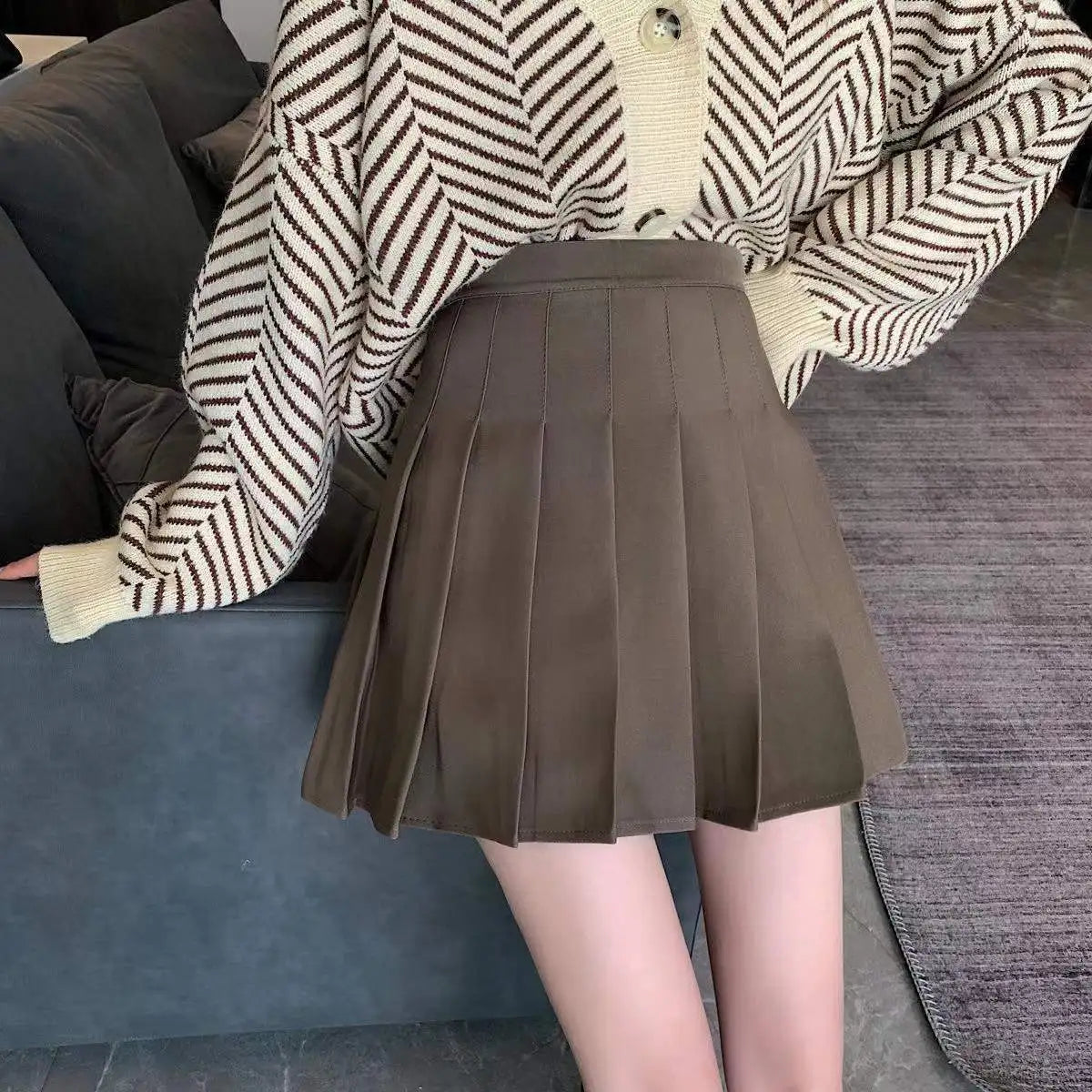 Spring and summer ladies' mini skirts, girls' pleated skirts, ladies' high-waisted cute pink short skirts, students' short skirt