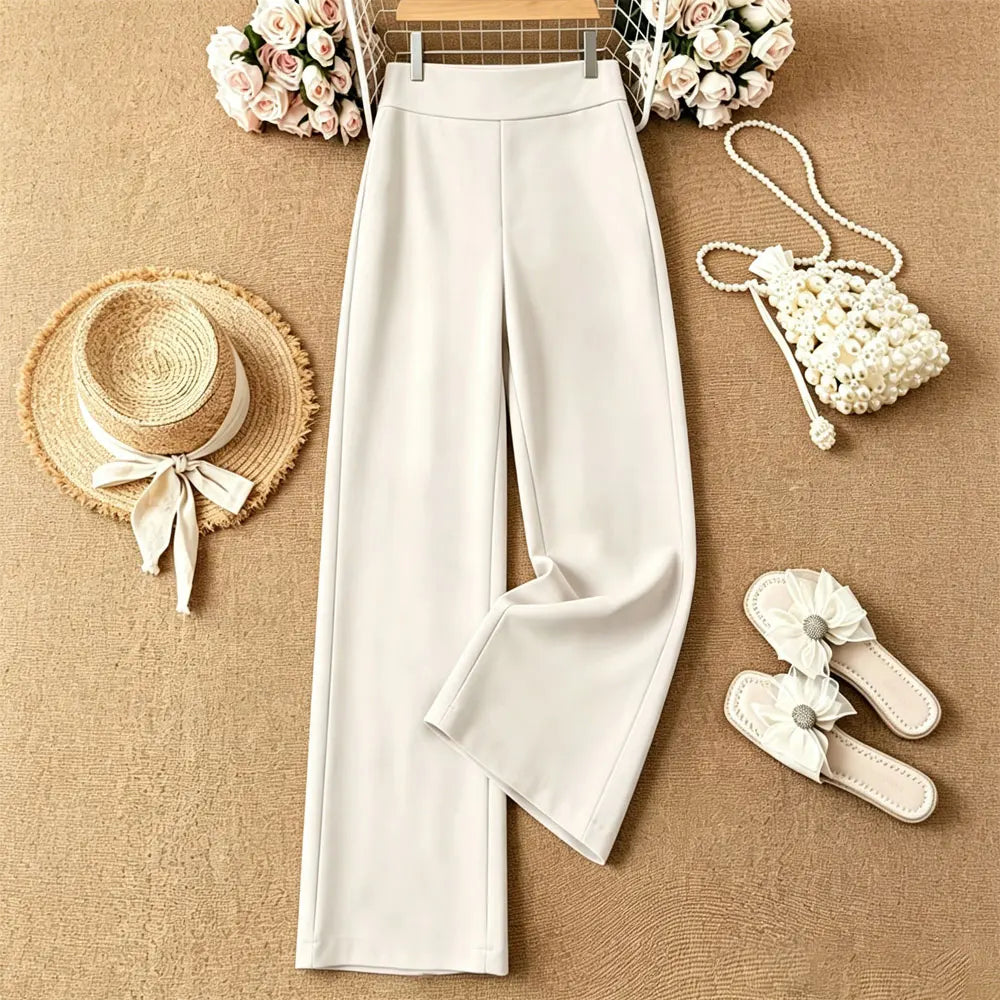 Women High Waist Wide Leg Yoga Joggers Straight Leg Casual Sports Pants Loose Stretch Outdoor Workout Trousers For Spring Summer