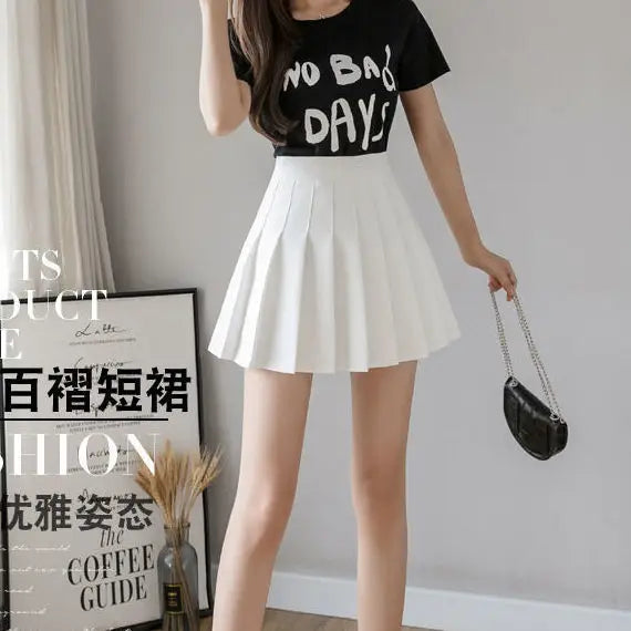 Spring and summer ladies' mini skirts, girls' pleated skirts, ladies' high-waisted cute pink short skirts, students' short skirt