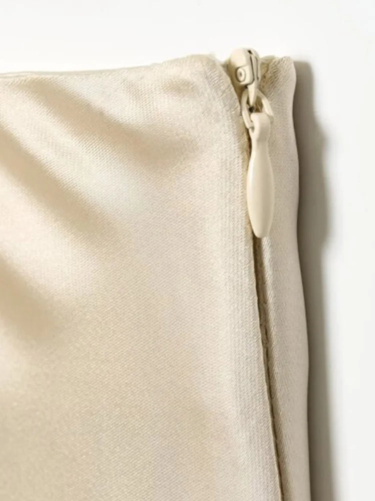 Women Satin Mini Skirts 2026 Fashion Sexy Lace Spliced Asymmetry Female Elegant Street Skirt Clothes