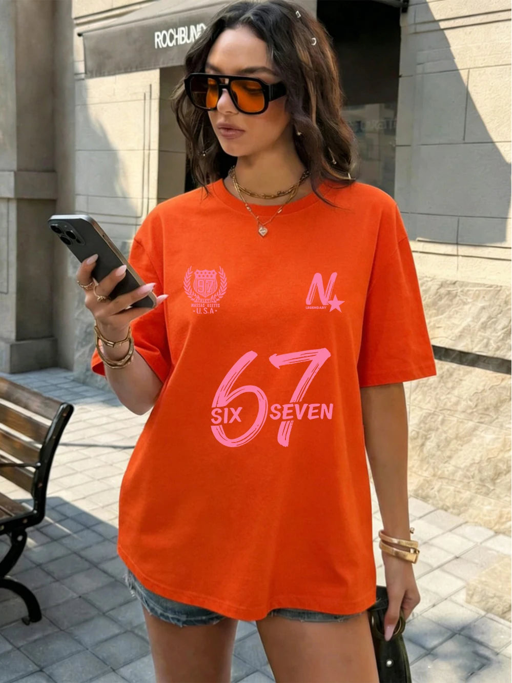 Six Seven 67 Printing T-Shirts Cotton Womens Summer Oversized Tops Soft Comfortable Short Sleeve T Shirts Casual O-Neck Clothes