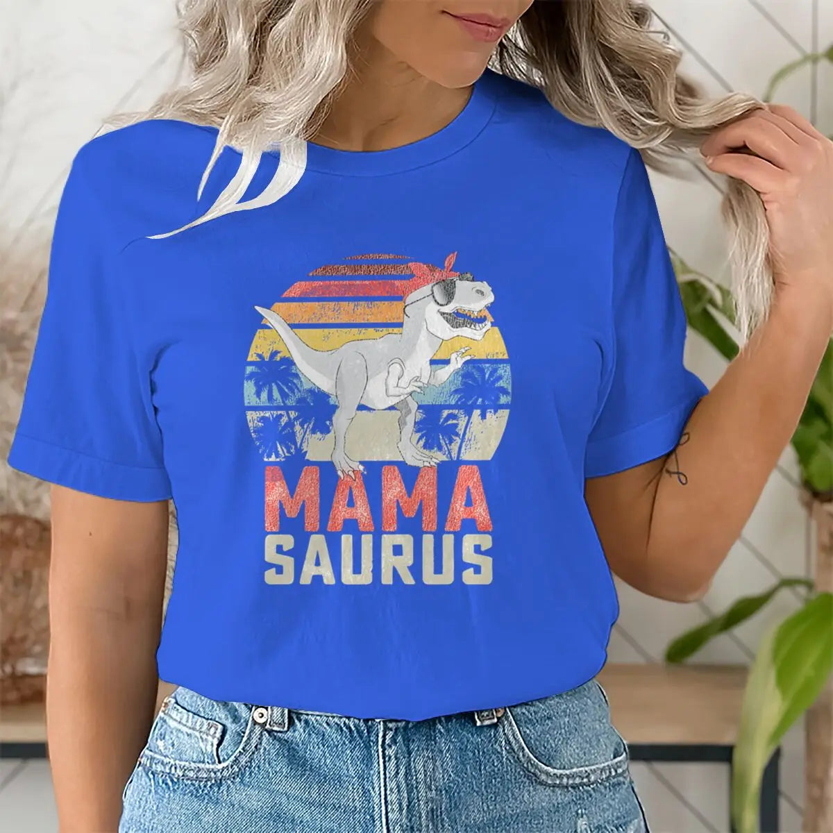 Dinosaur Mama Graphic T Shirts Matching Women T-Shirt Funny Summer Streetwear Tops Mother's Day Gifts Retro Vintage Tee Tops