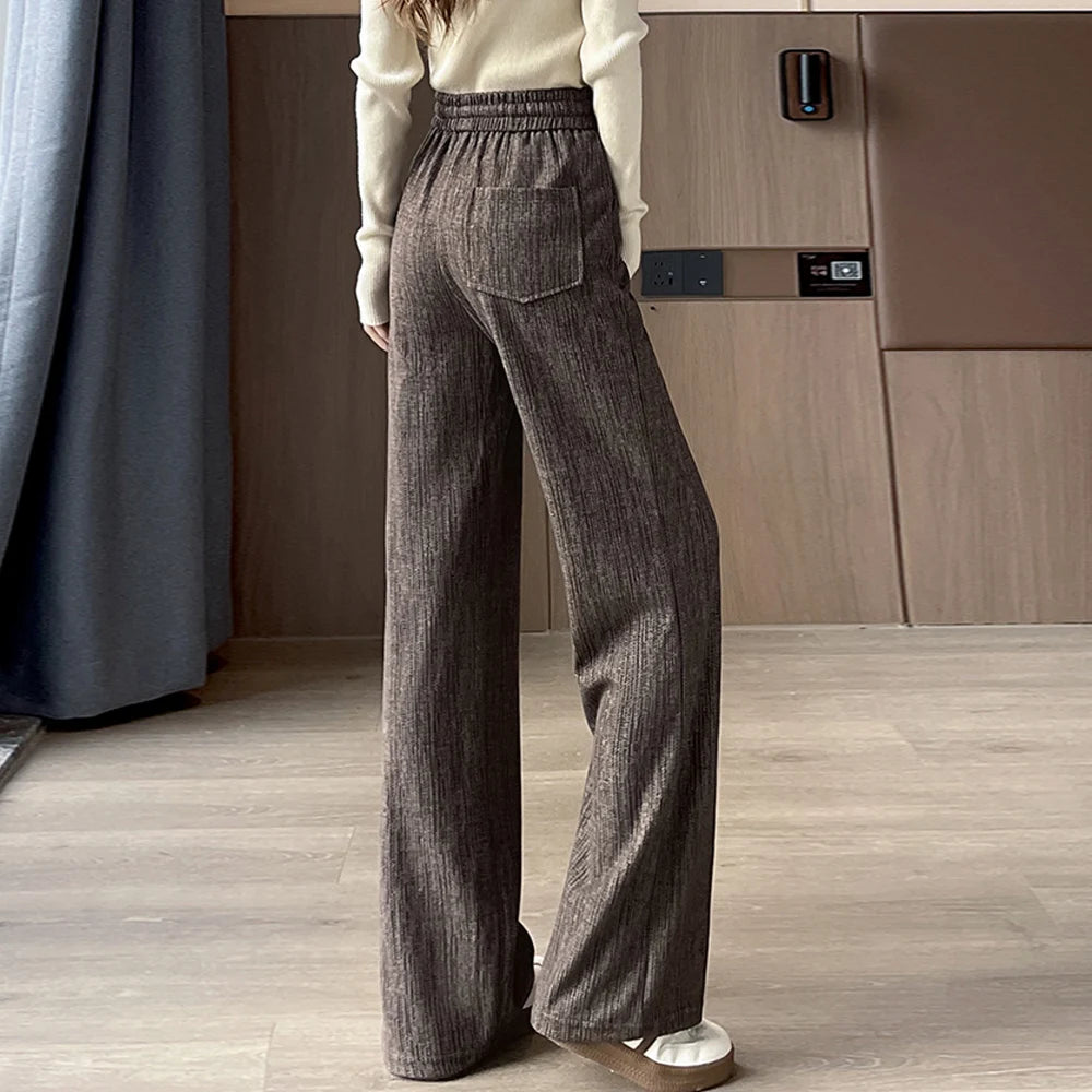 Women Trousers Loose Casual Elastic High Waisted Drawstring Wide Leg Pants Female Sports Sweatpants Spring Autumn 2025