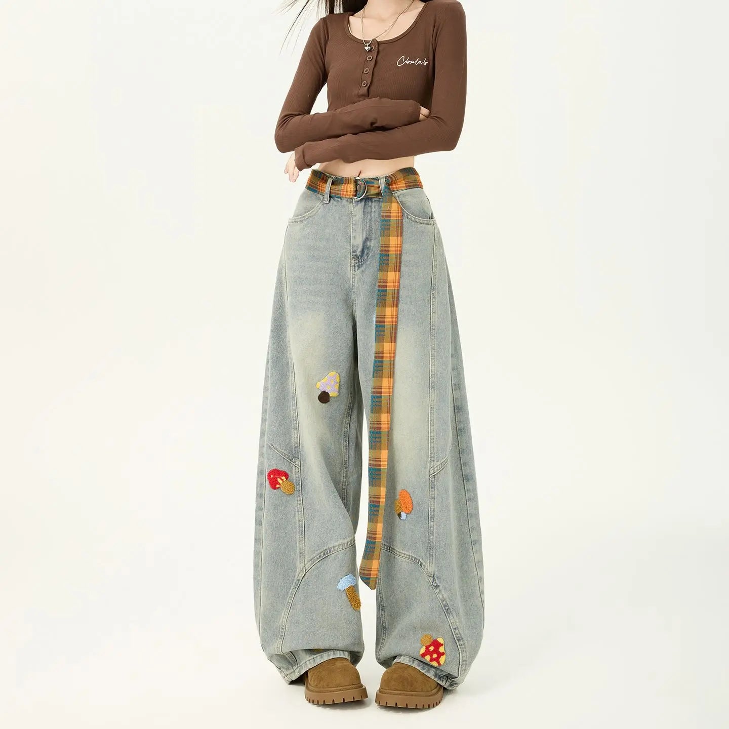 Women's Jeans Straight Leg Denim Pants Y2K Style Vintage Design...
