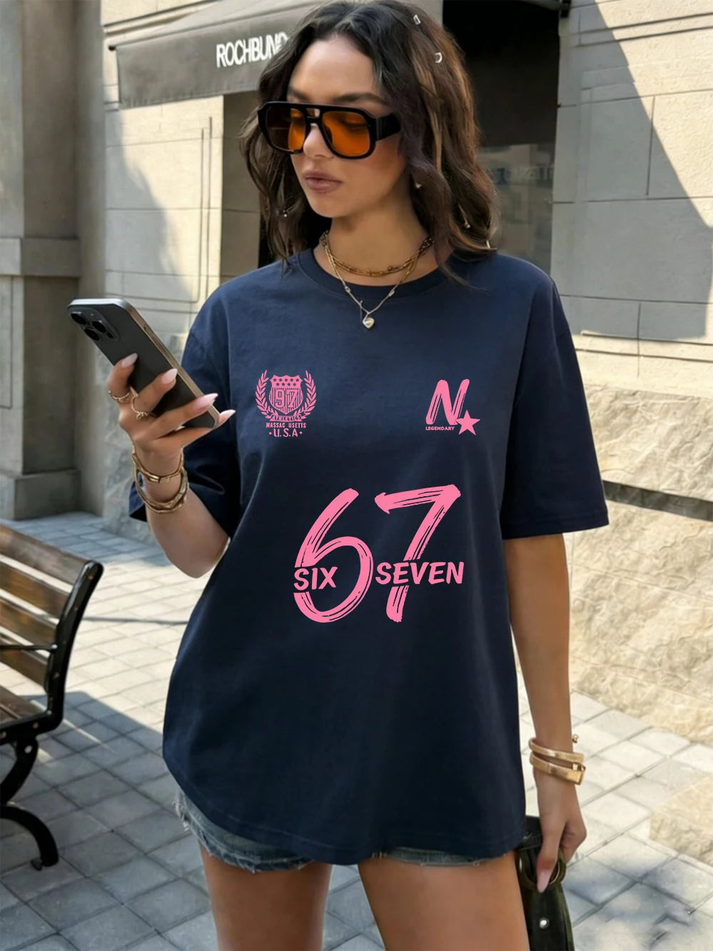 Six Seven 67 Printing T-Shirts Cotton Womens Summer Oversized Tops Soft Comfortable Short Sleeve T Shirts Casual O-Neck Clothes