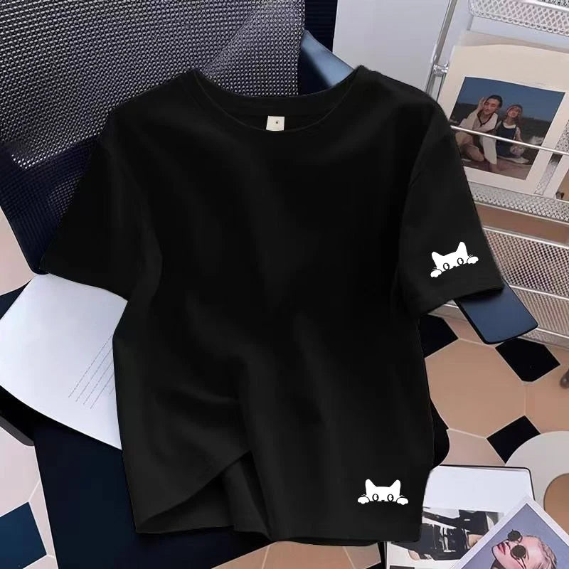 2026 Womens T-shirts Summer Cotton Casual O-Neck Short Sleeve Outdoor Sports Jogging Woman Clothes Daily Comfortable Tees Tops