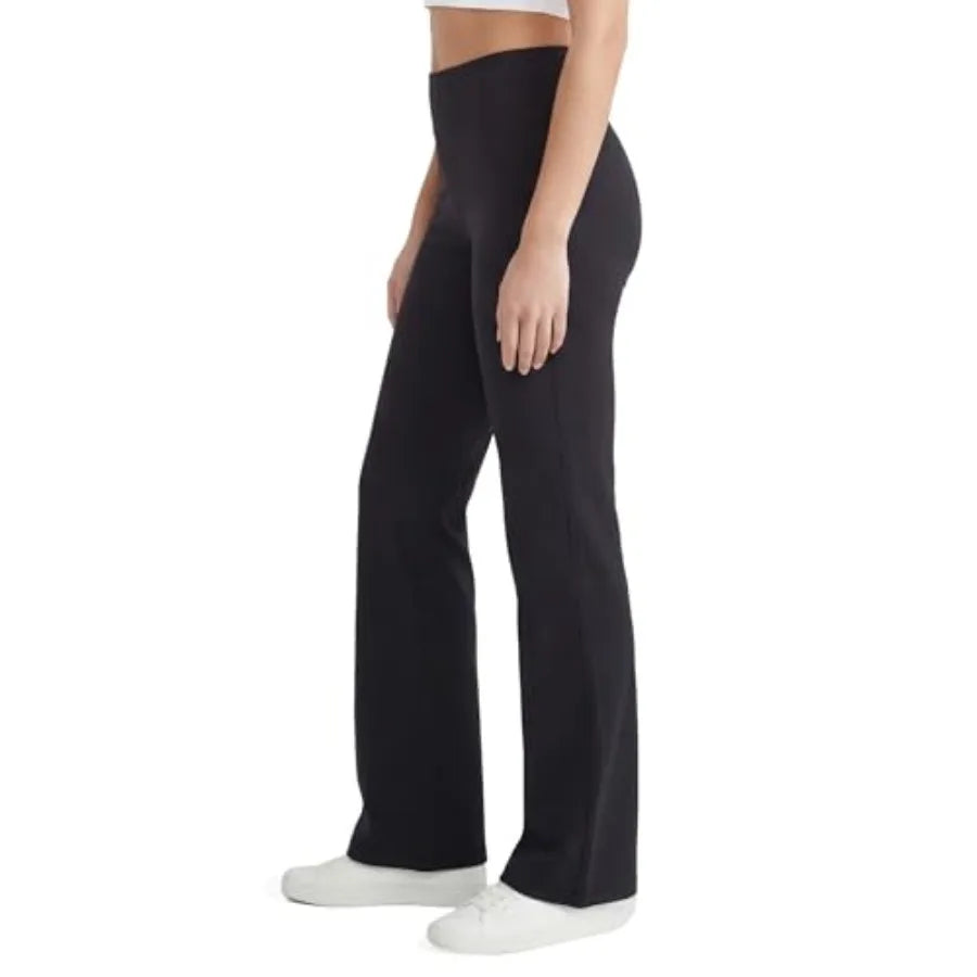 Lounge Yoga Pants for Women, Flared Cotton Leggings, 32.5" Inseam, Wide Waistband