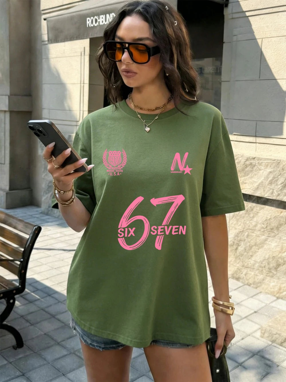 Six Seven 67 Printing T-Shirts Cotton Womens Summer Oversized Tops Soft Comfortable Short Sleeve T Shirts Casual O-Neck Clothes