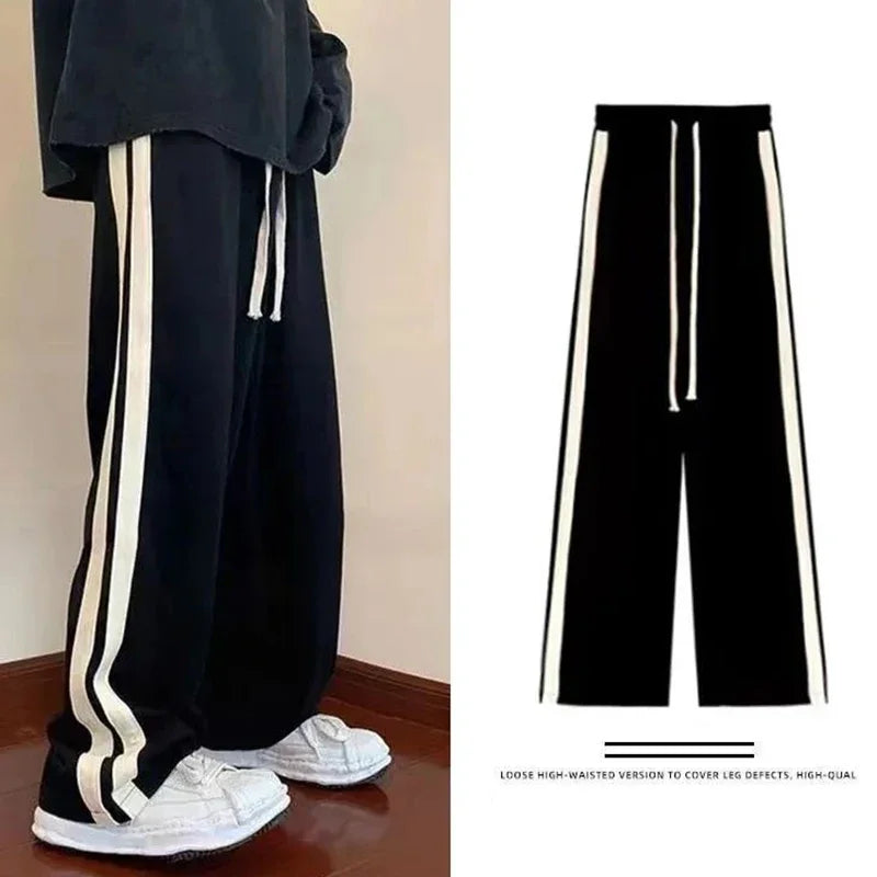 Lady Chic Designer High Waisted Pants Girls Korean Patchwork Baggy Straight Leg Trousers Female Comfortable Daily Pants