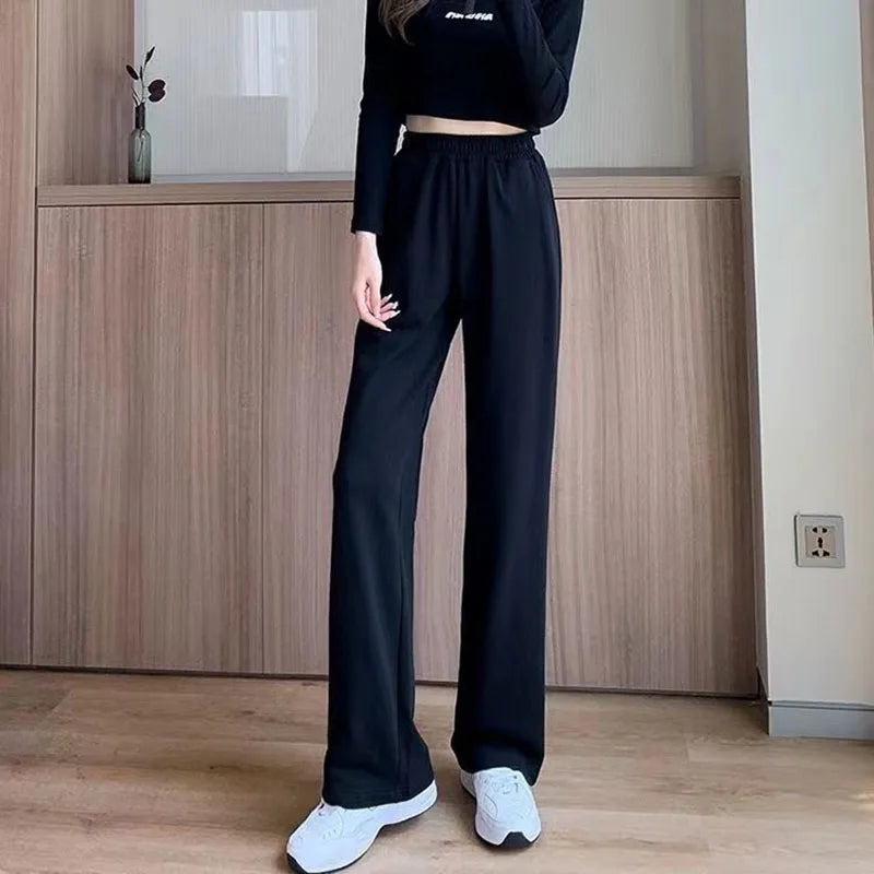 Xpqbb Black Gray Sweatpants for Women 2024 Summer New Basic Baggy Sports Pants Female Casual All-match Joggers Straight Pants