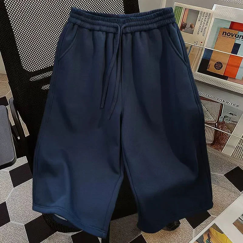 100% Cotton Loose Wide Leg Capri Shorts Women Y2K Summer Baggy Streetwear Casual Pants American Hip Hop All Match Straight Short