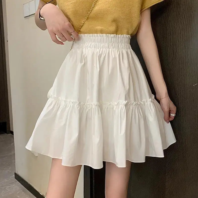 Summer White Mini Skirts Woman Clothing Korean Fashion Black A-LINE Harajuku Y2k Casual Patchwork Short Skirt for Women 2024