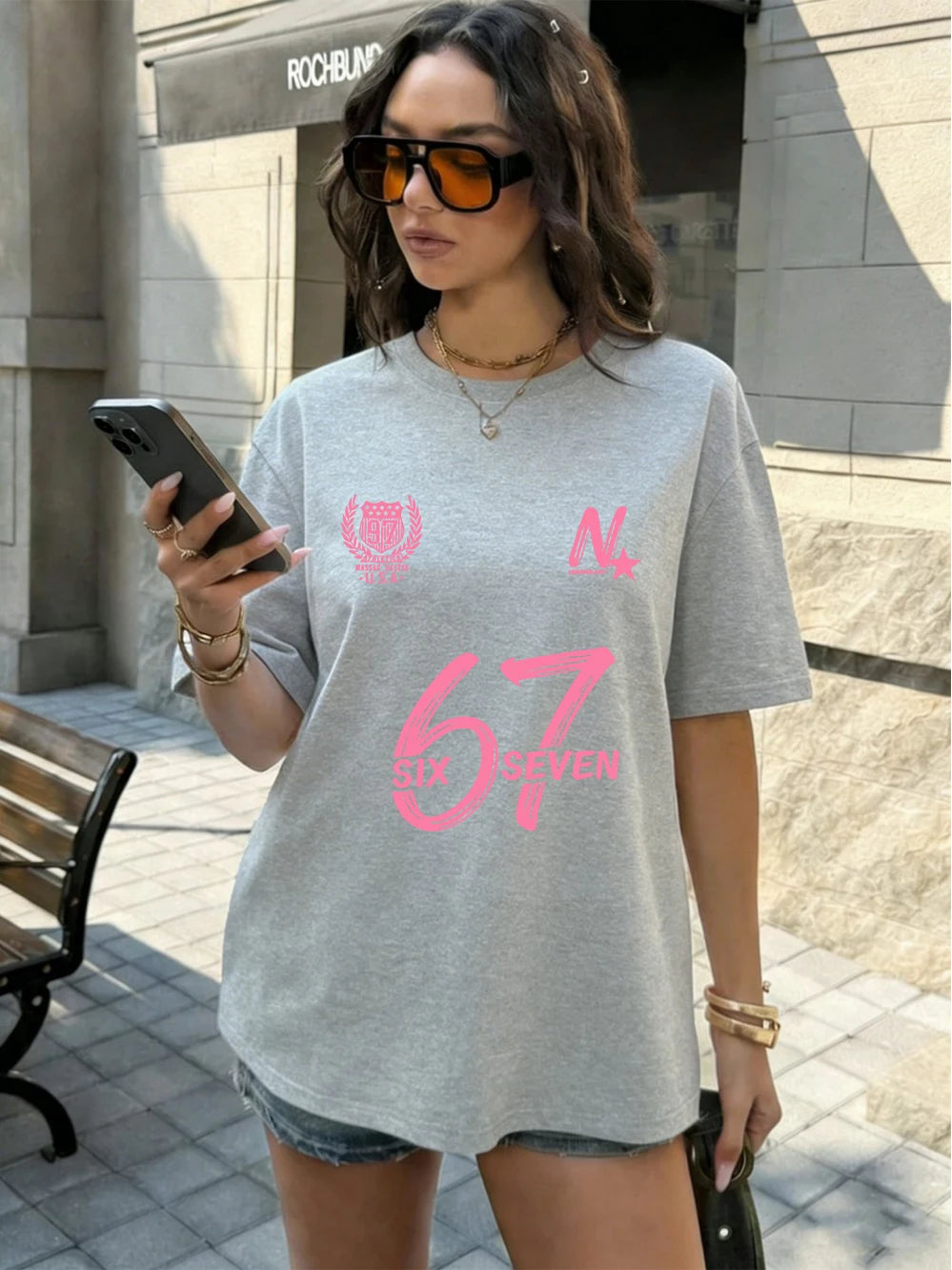 Six Seven 67 Printing T-Shirts Cotton Womens Summer Oversized Tops Soft Comfortable Short Sleeve T Shirts Casual O-Neck Clothes
