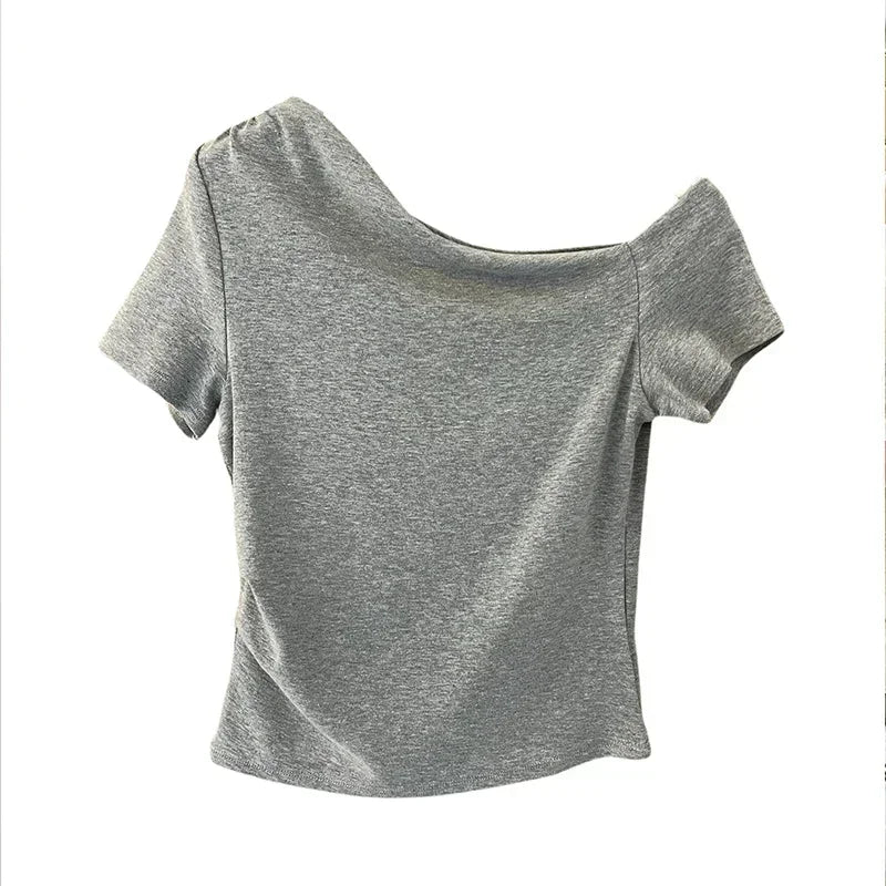 Womens Long Sleeve Off Shoulder T Shirts 2026 Tight Knit Sexy Slim Fitted Casual Women's Basic Tops Cropped T-Shirt New