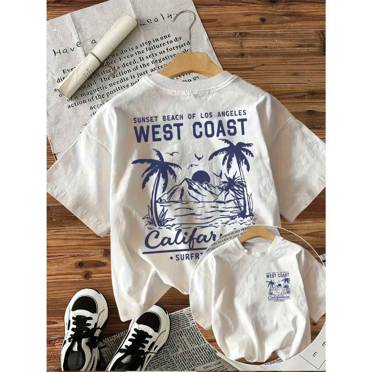 West Coast Graphic Print with Palm Trees T Shirt Short Sleeve Women Tshirt Clothes Women Retro Aesthetic T-Shirts Streetwear